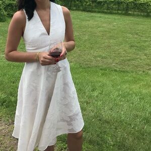 Tibi Runway White V-Neck Midi Dress